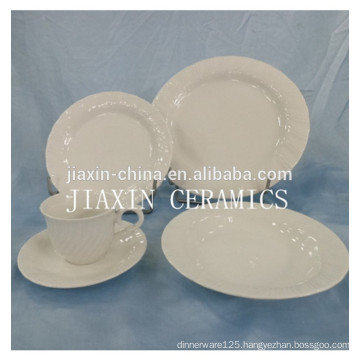 20 pcs White Embossed porcelain Dinner set